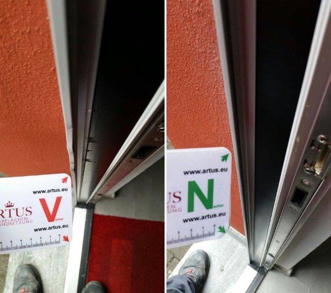 Hebelspuren durch Einbruch an einer Haustüre
