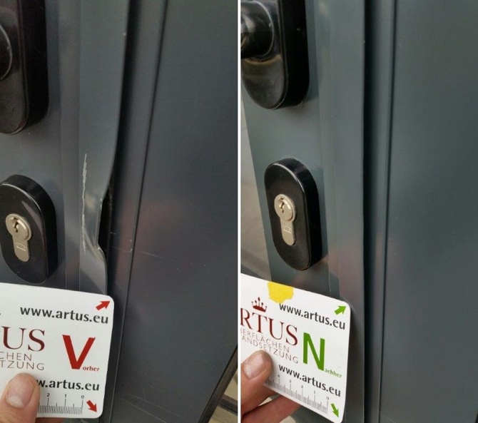 Hebelspuren durch Einbruch an einer Haustüre