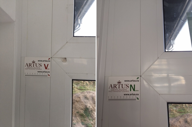 Druckstelle in Fensterbank