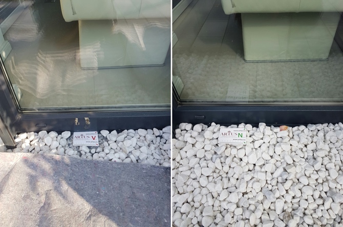 Hitzeschaden durch Feuer an Fensterfolierung
