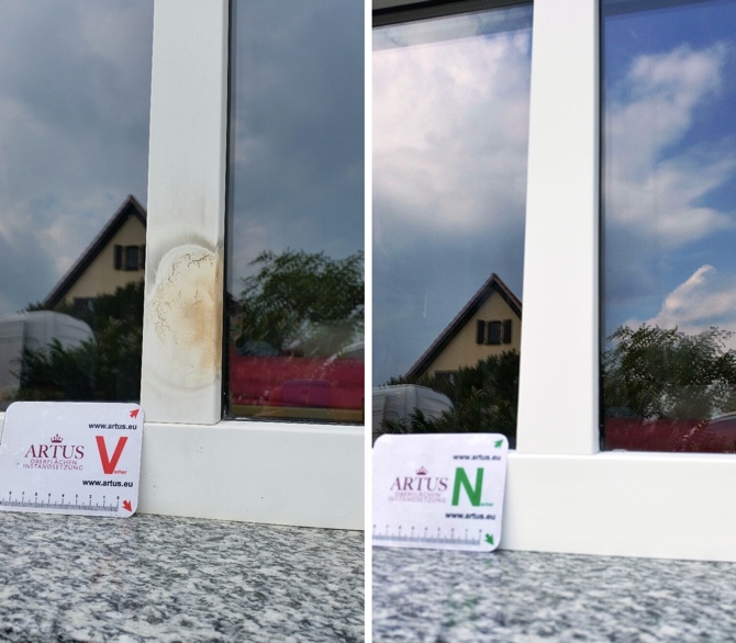 Brandschaden bei einem Kunststofffenster