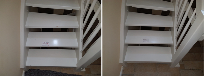 Druckstellen in einer Holztreppe