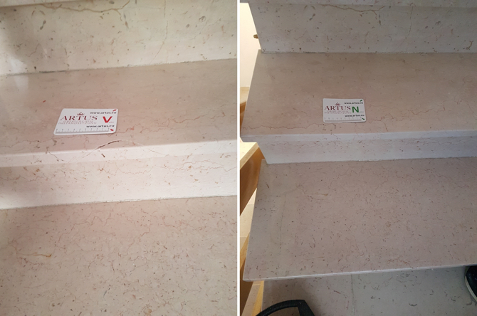 Abgeplatztes Eckstück bei einer Steintreppe